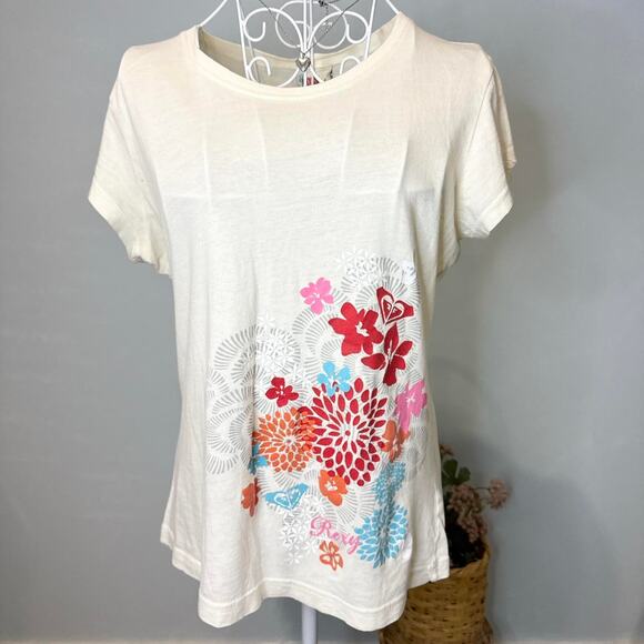 Cute vintage y2k Roxy floral logo t-shirt - Picture 3 of 8